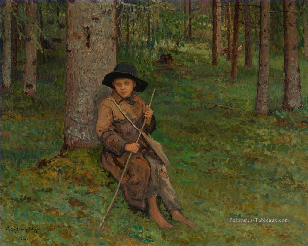 BOY DANS A forêt Nikolay Bogdanov Belsky Peintures à l'huile